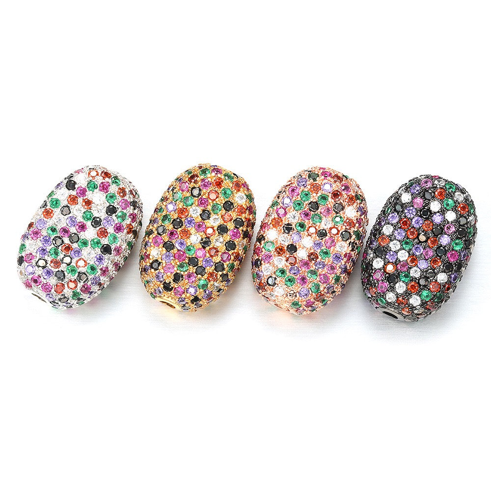 5-10pcs/lot 19*13mm Multicolor CZ Paved Oval Centerpiece Spacers Beads CZ Paved Spacers Colorful Zirconia Oval Spacers Charms Beads Beyond