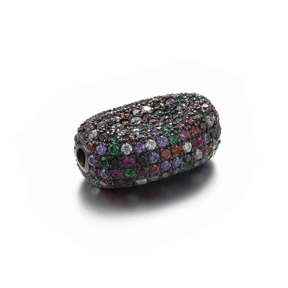 5-10pcs/lot 19*13mm Multicolor CZ Paved Oval Centerpiece Spacers Beads 10pcs Black CZ Paved Spacers Colorful Zirconia Oval Spacers Charms Beads Beyond
