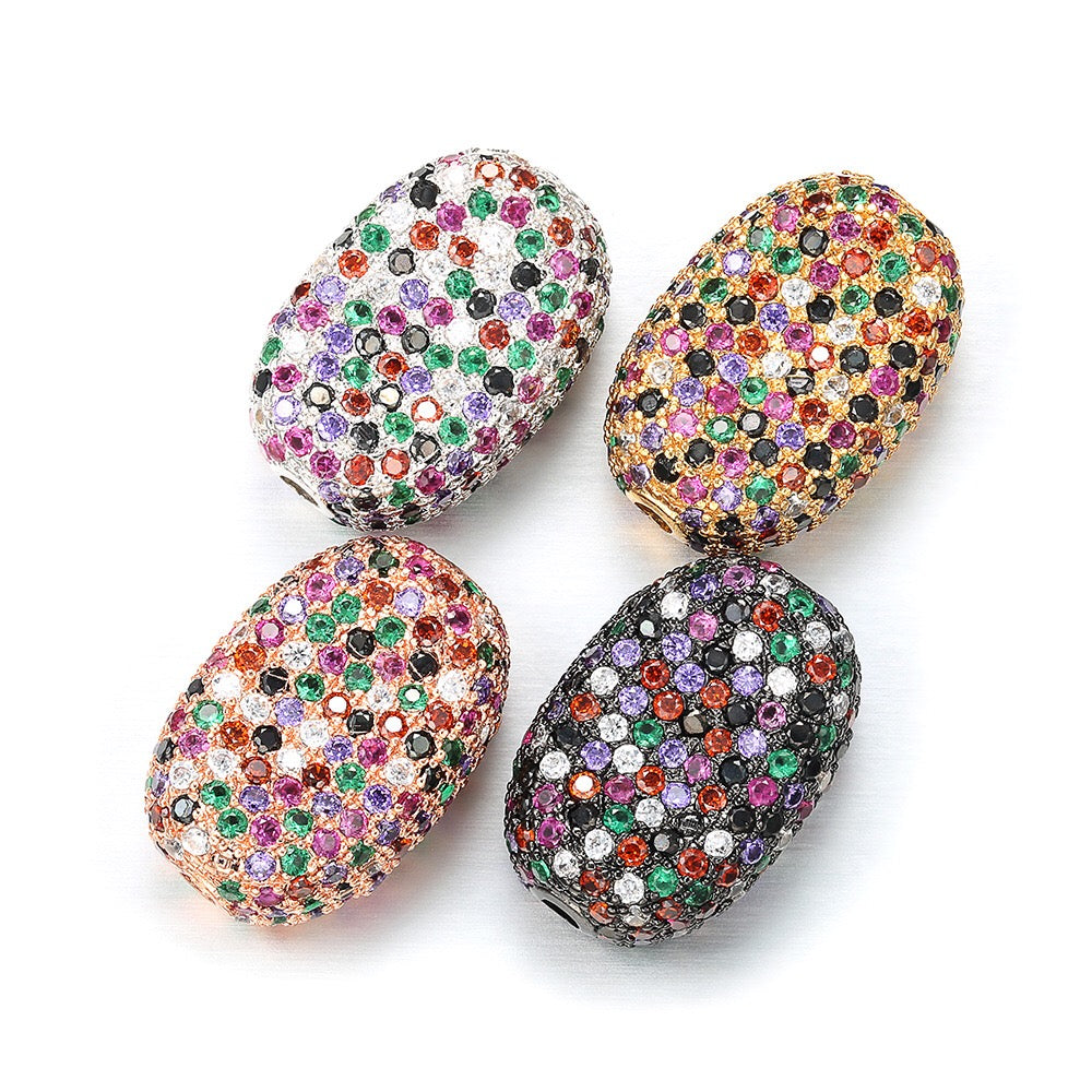 5-10pcs/lot 19*13mm Multicolor CZ Paved Oval Centerpiece Spacers Beads CZ Paved Spacers Colorful Zirconia Oval Spacers Charms Beads Beyond