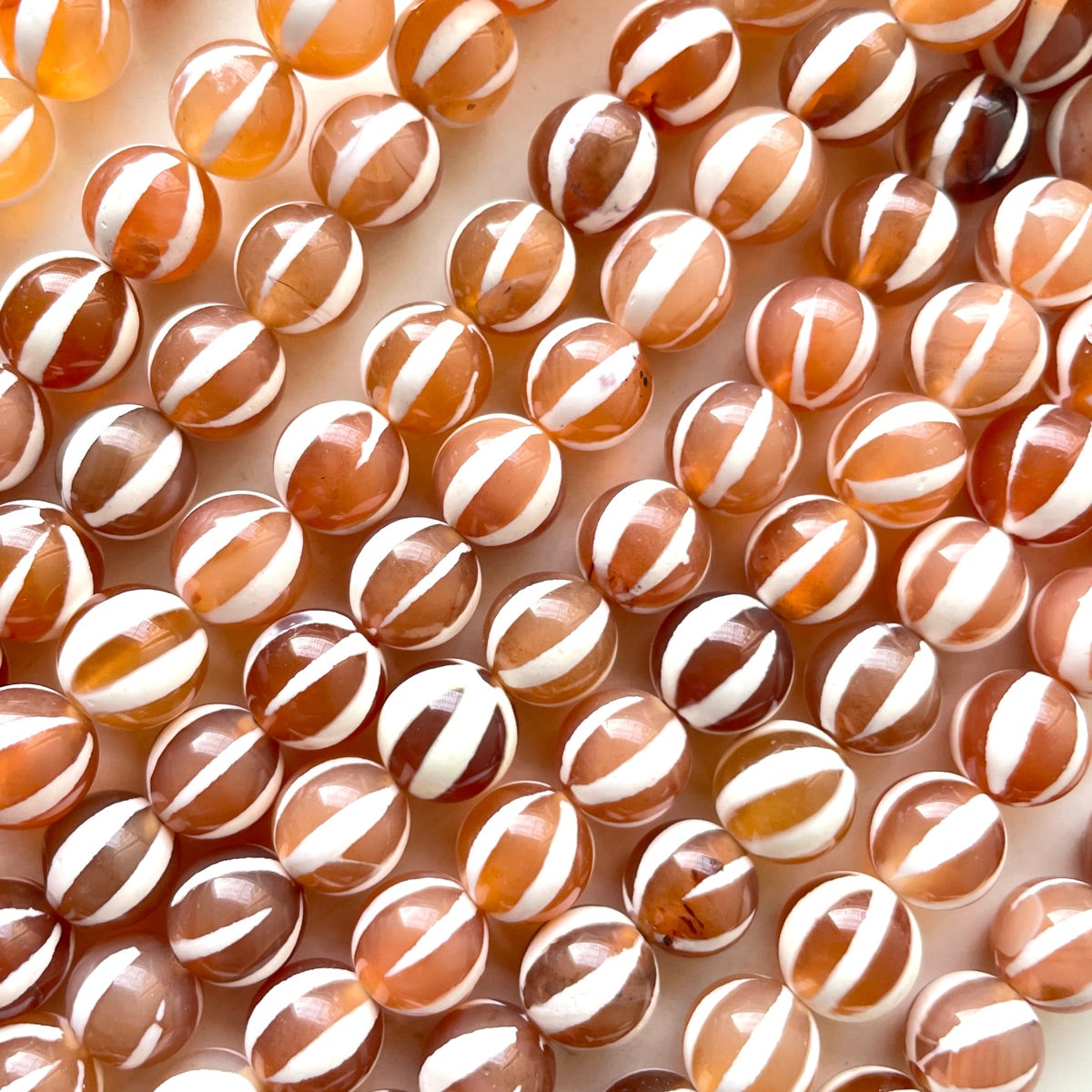 10mm Light Orange White Tibetan Agate Round Stone Beads Stone Beads New Beads Arrivals Tibetan Beads Charms Beads Beyond