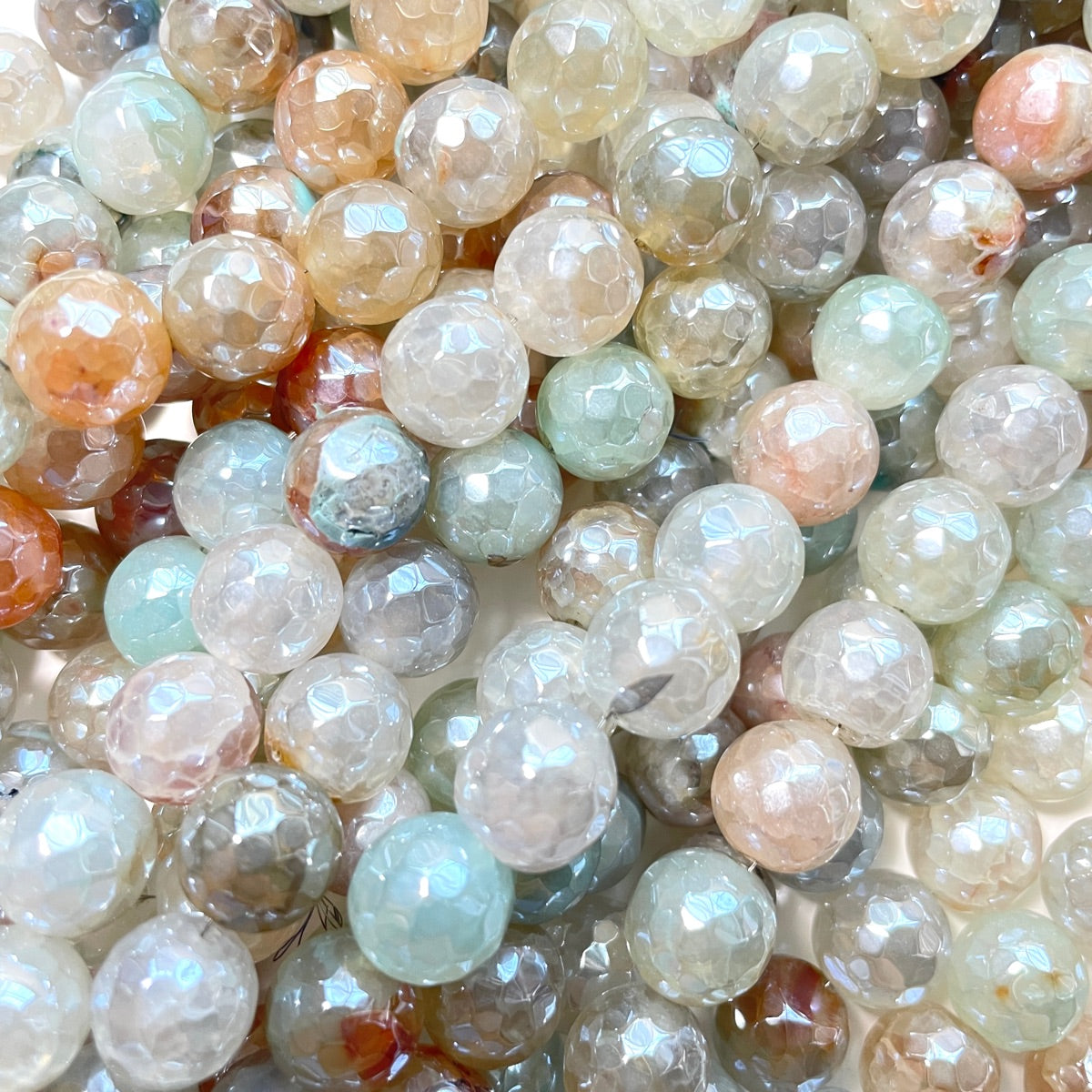 2 Strands/lot 10mm Electroplated Light Blue Dragon Agate Faceted Stone Beads Electroplated Beads Electroplated Faceted Agate Beads New Beads Arrivals Charms Beads Beyond