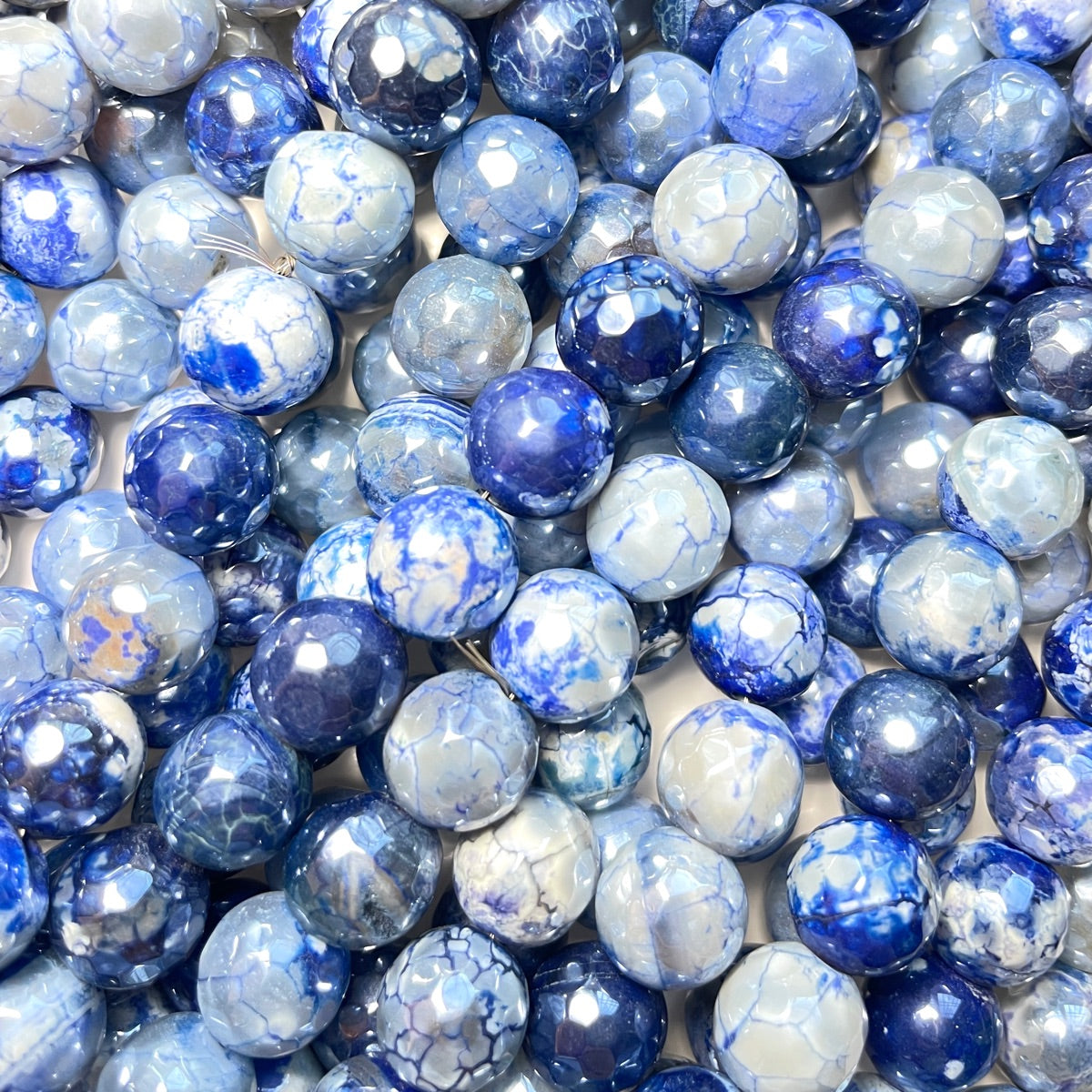 2 Strands/lot 10mm Electroplated Blue White Fire Agate Faceted Stone Beads Electroplated Beads Electroplated Faceted Agate Beads New Beads Arrivals Charms Beads Beyond
