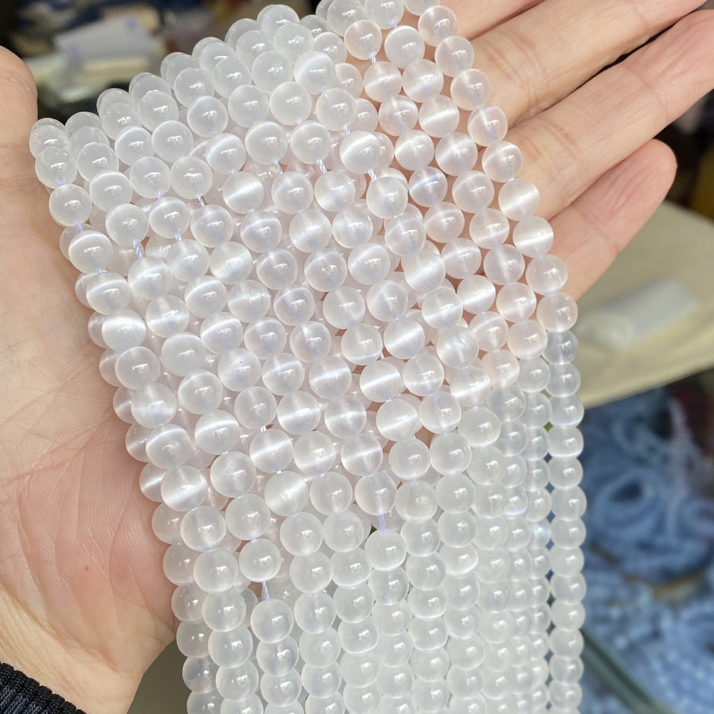 2 Strands/lot 8/10/12mm White Selenite Smooth Beads Stone Beads 12mm Stone Beads 8mm Stone Beads New Beads Arrivals Selenite Beads Charms Beads Beyond