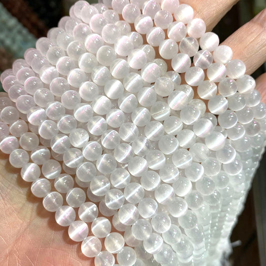 2 Strands/lot 8/10/12mm White Selenite Smooth Beads Stone Beads 12mm Stone Beads 8mm Stone Beads New Beads Arrivals Selenite Beads Charms Beads Beyond