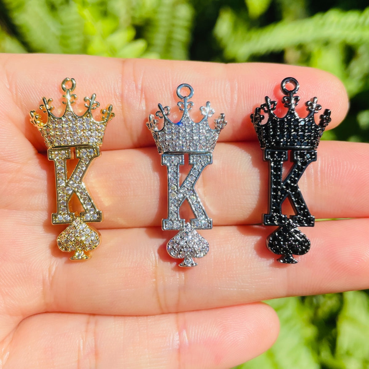 10pcs/lot 34*15mm CZ Paved King of Spades Charms Mix Colors CZ Paved Charms Queen Charms Words & Quotes Charms Beads Beyond