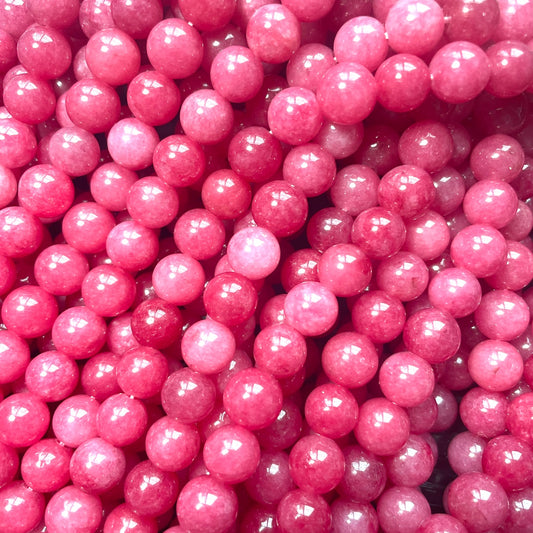 2 Strands/lot 10mm Dark Pink Chalcedony Jade Round Stone Beads Stone Beads New Beads Arrivals Other Stone Beads Charms Beads Beyond