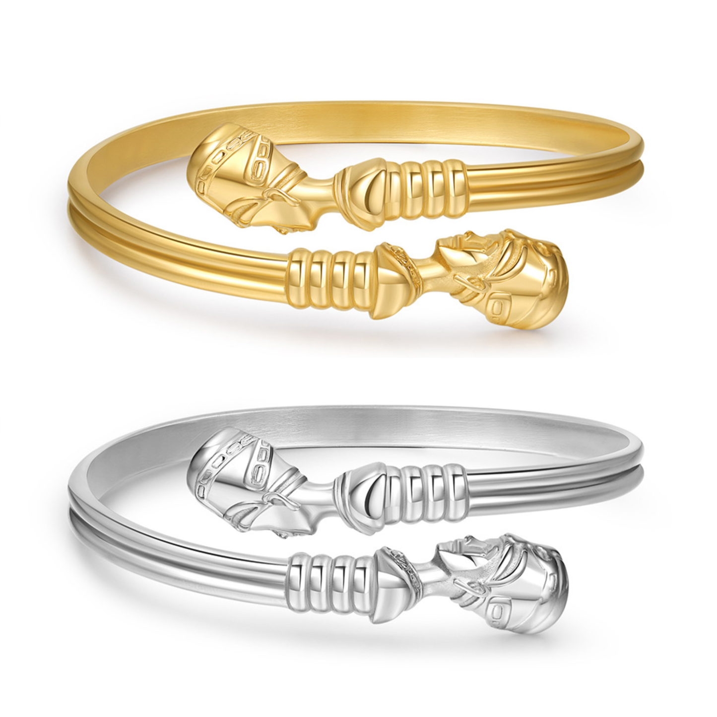 5pcs/Lot Queen Nefertiti Stainless Steel Bangle for Women Mix Colors Women & Men Bracelets Charms Beads Beyond
