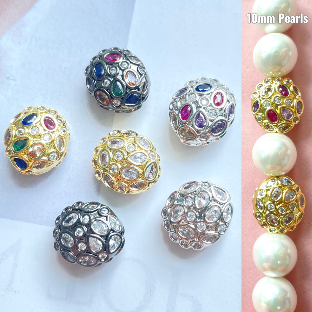 5-10pcs/lot 13*11.6mm Colorful Clear CZ Egg Beads Spacers