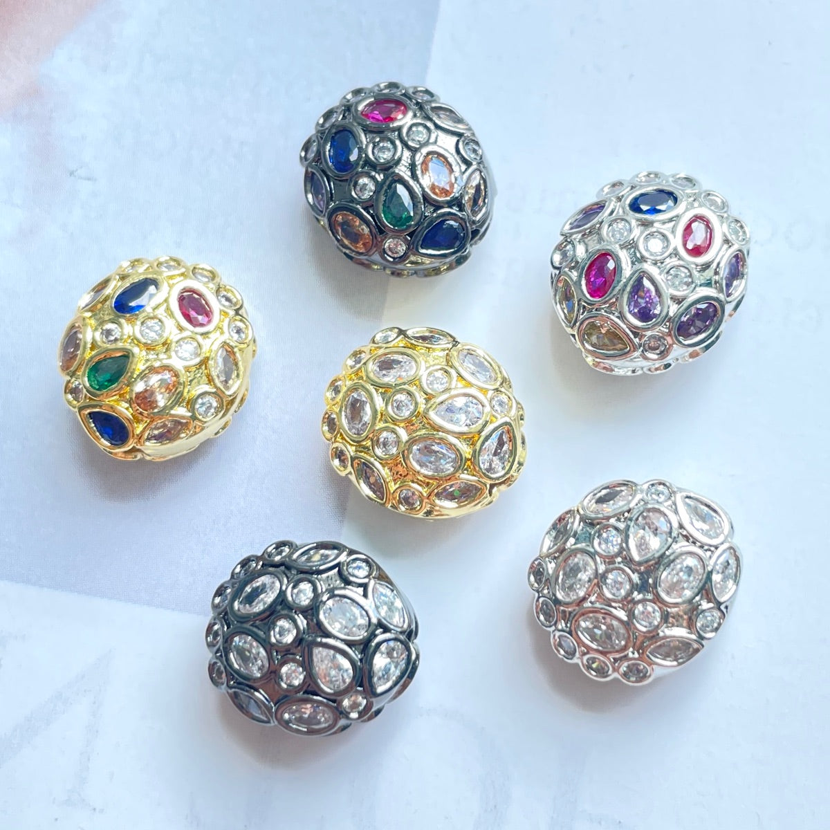5-10pcs/lot 13*11.6mm Colorful Clear CZ Egg Beads Spacers