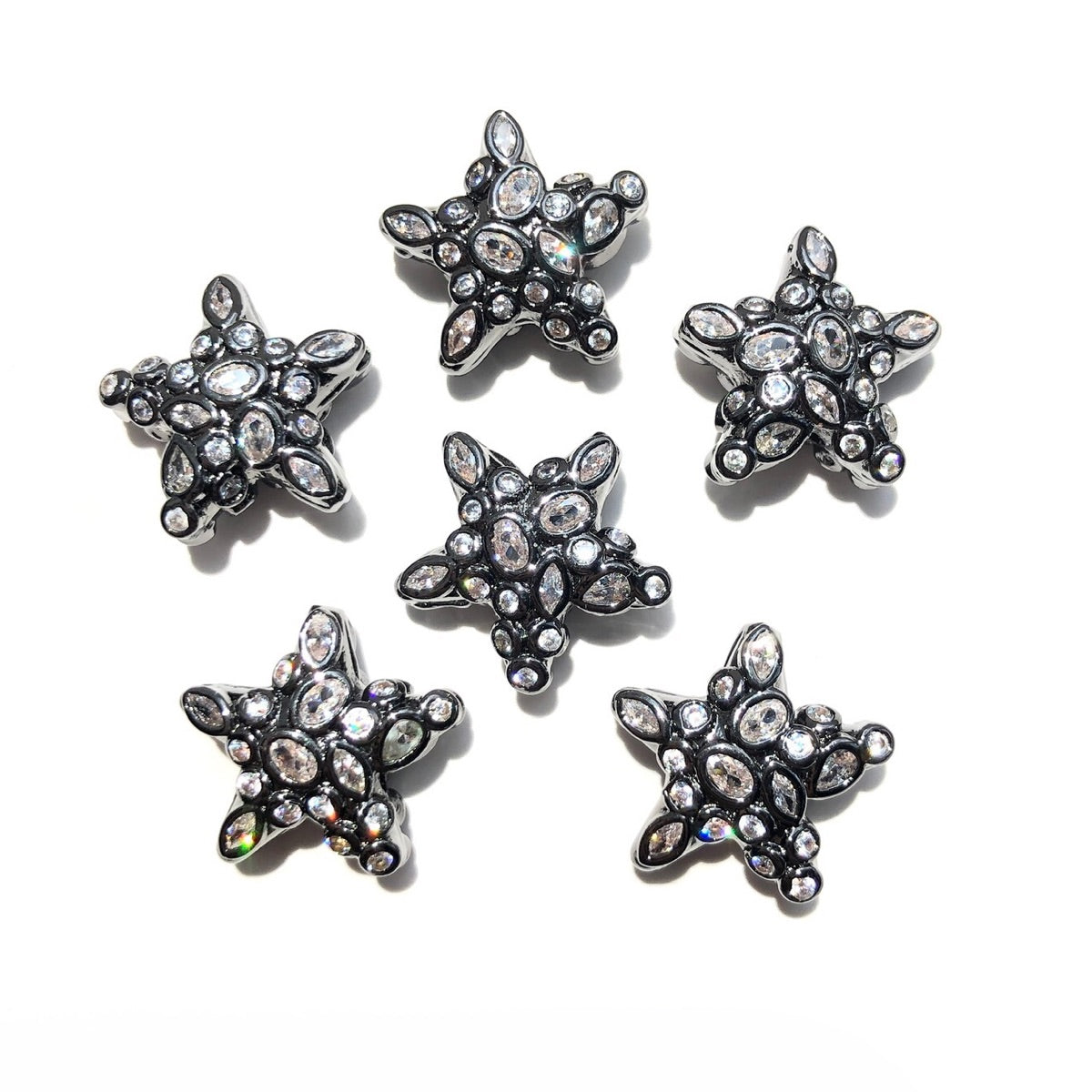 5-10pcs/lot 15*15.2mm Colorful Clear CZ Star Beads Spacers