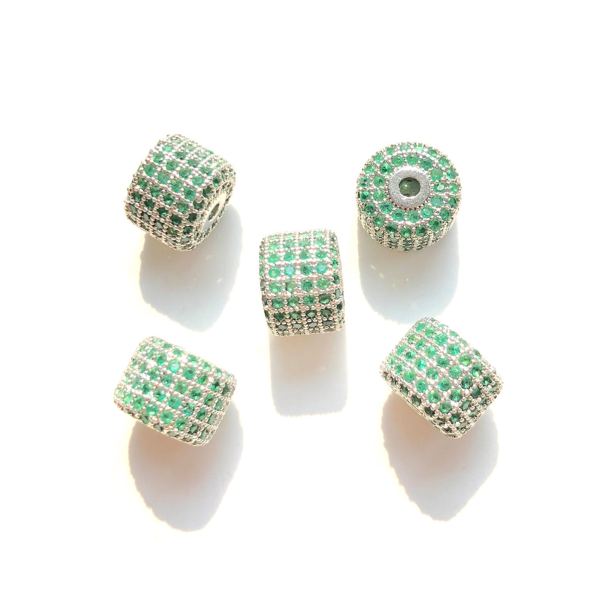 10-20pcs/lot 9.6*7.4mm Colorful CZ Paved Wheel Spacers