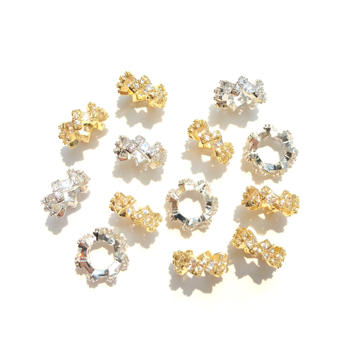 10-20-50pcs/lot 8.7*4.2mm CZ Paved Rondelle Wheel Spacers