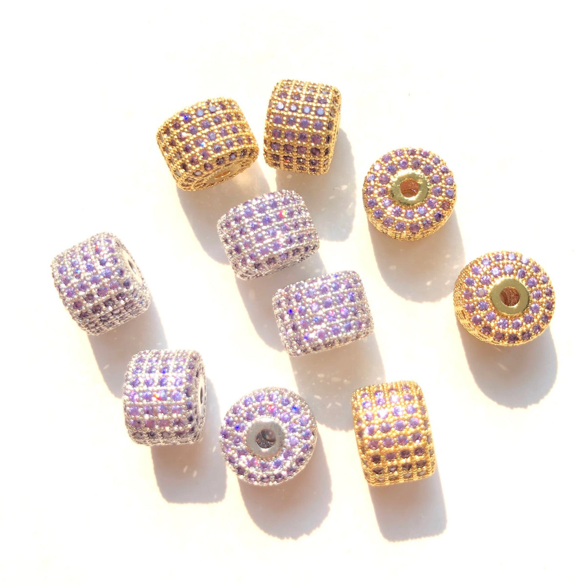 10-20pcs/lot 9.6*7.4mm Colorful CZ Paved Wheel Spacers