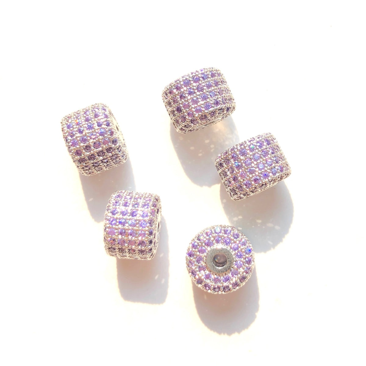 10-20pcs/lot 9.6*7.4mm Colorful CZ Paved Wheel Spacers