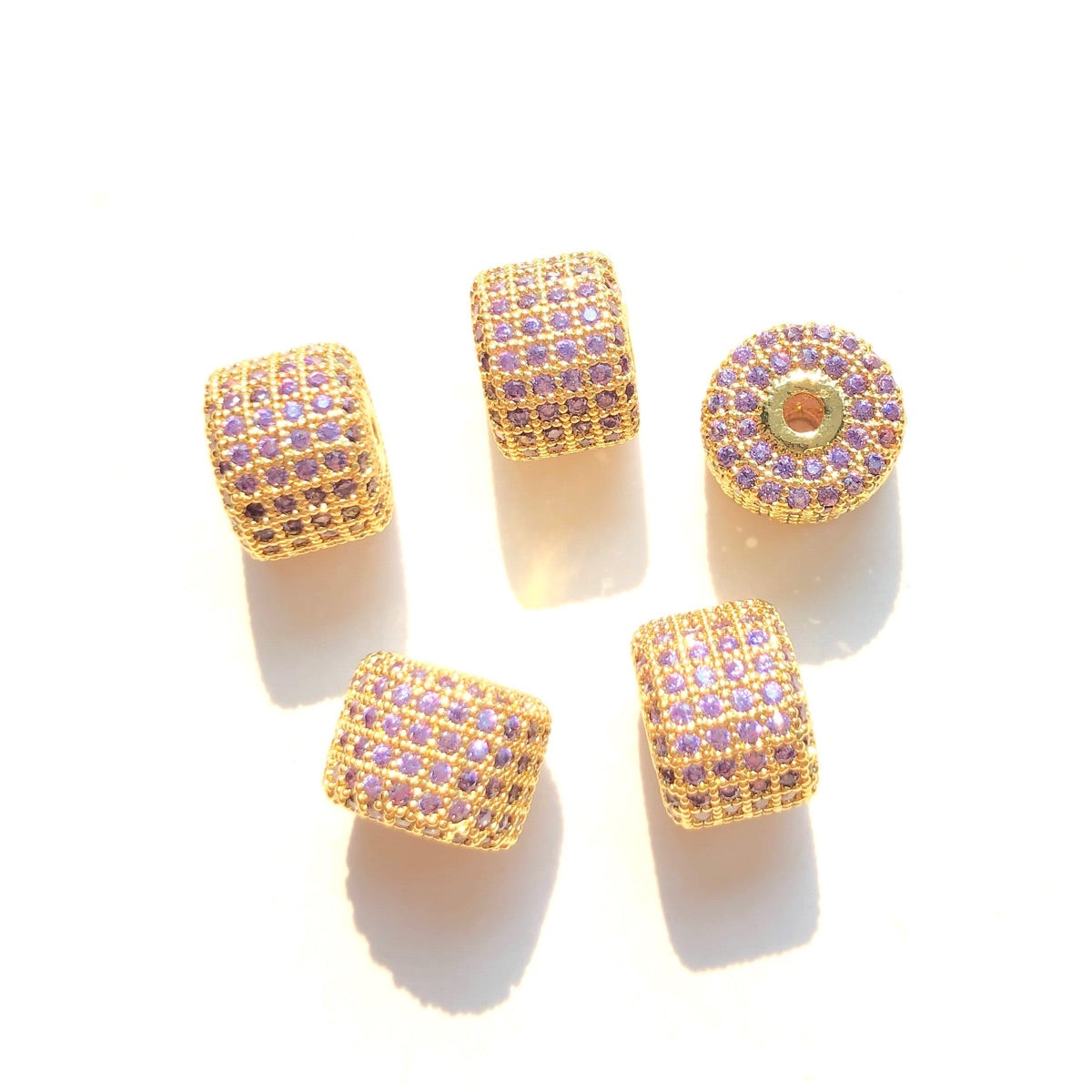 10-20pcs/lot 9.6*7.4mm Colorful CZ Paved Wheel Spacers
