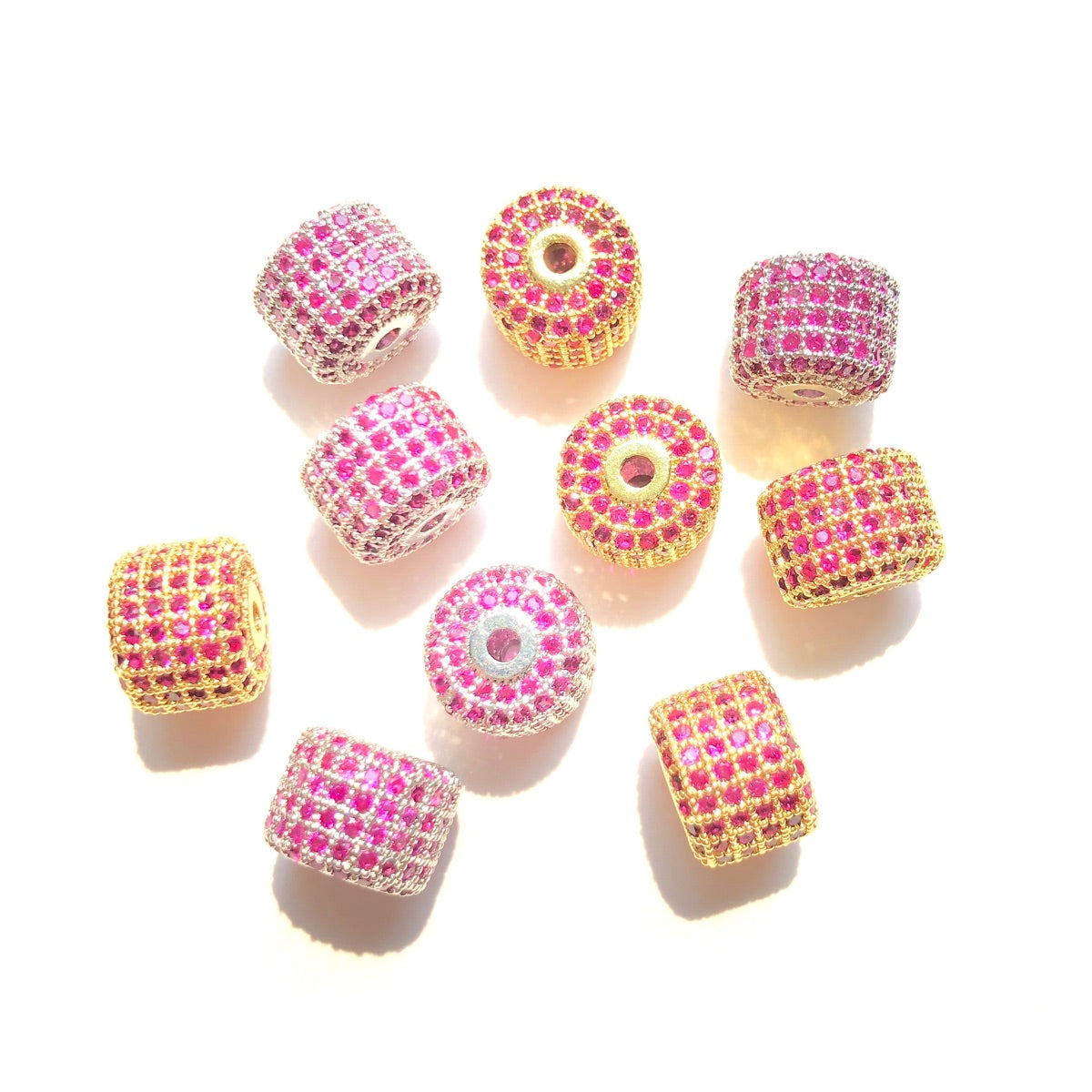 10-20pcs/lot 9.6*7.4mm Colorful CZ Paved Wheel Spacers