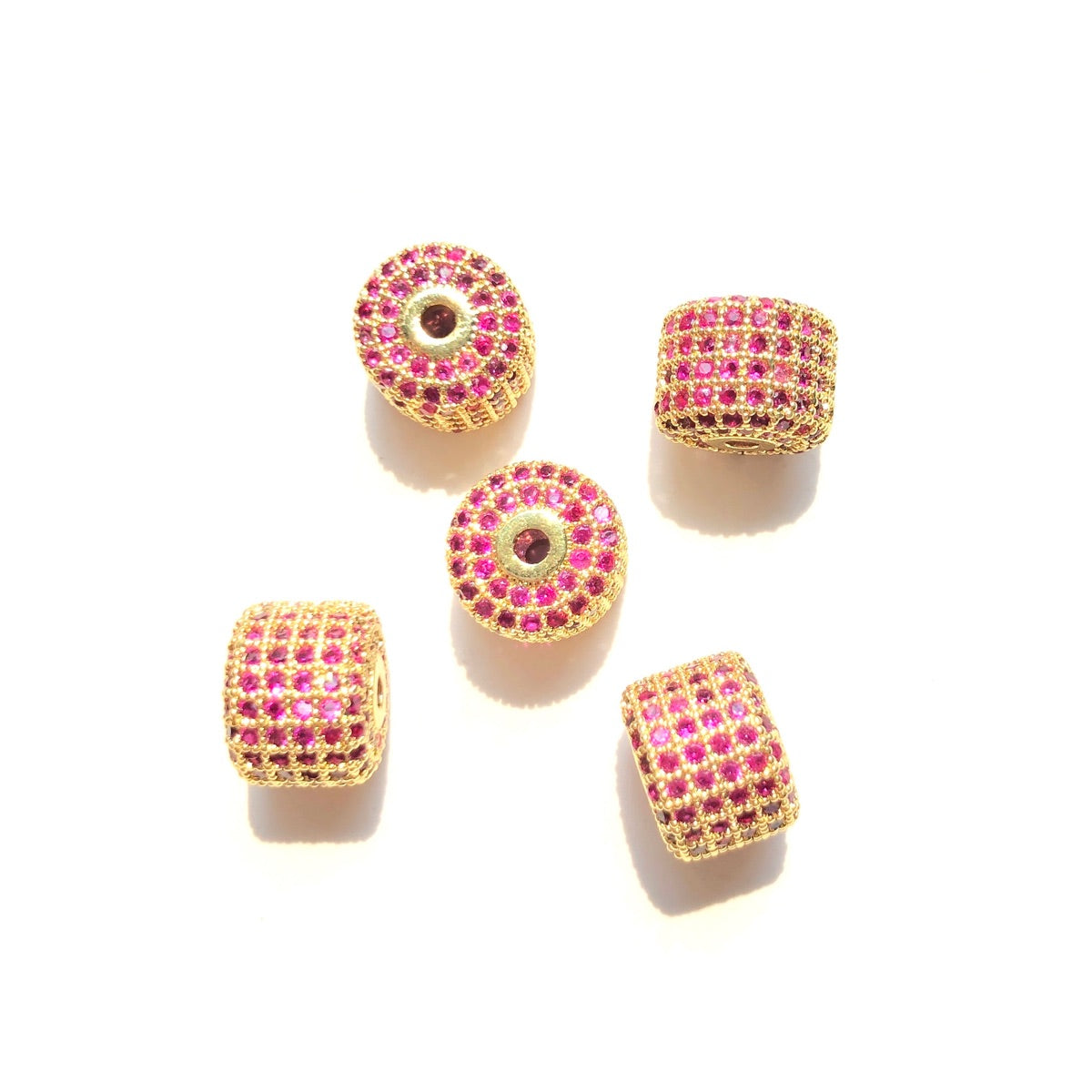 10-20pcs/lot 9.6*7.4mm Colorful CZ Paved Wheel Spacers