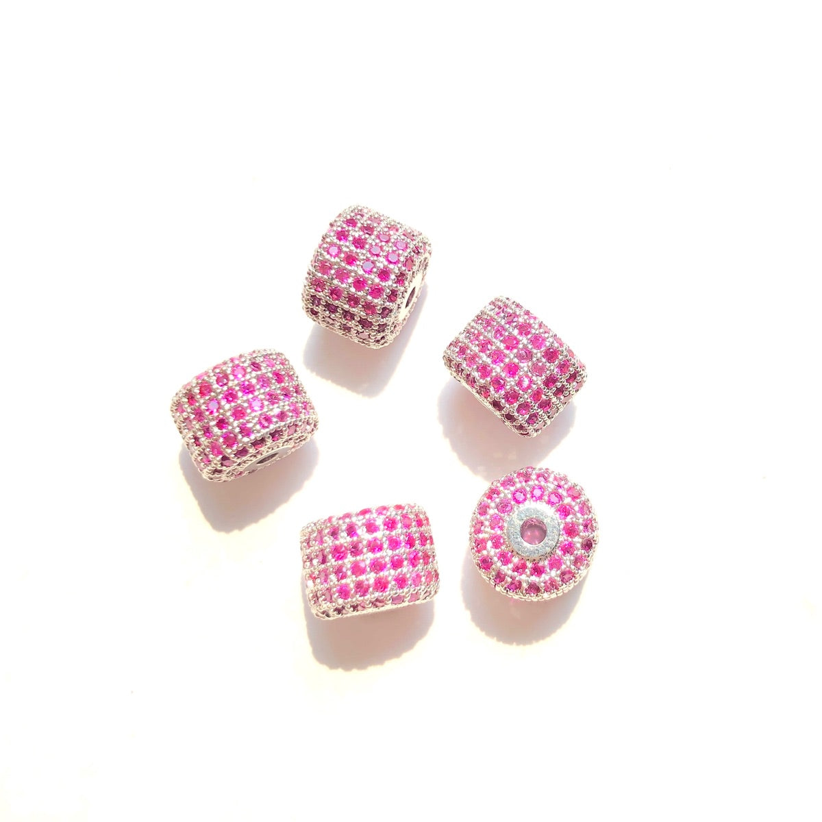 10-20pcs/lot 9.6*7.4mm Colorful CZ Paved Wheel Spacers