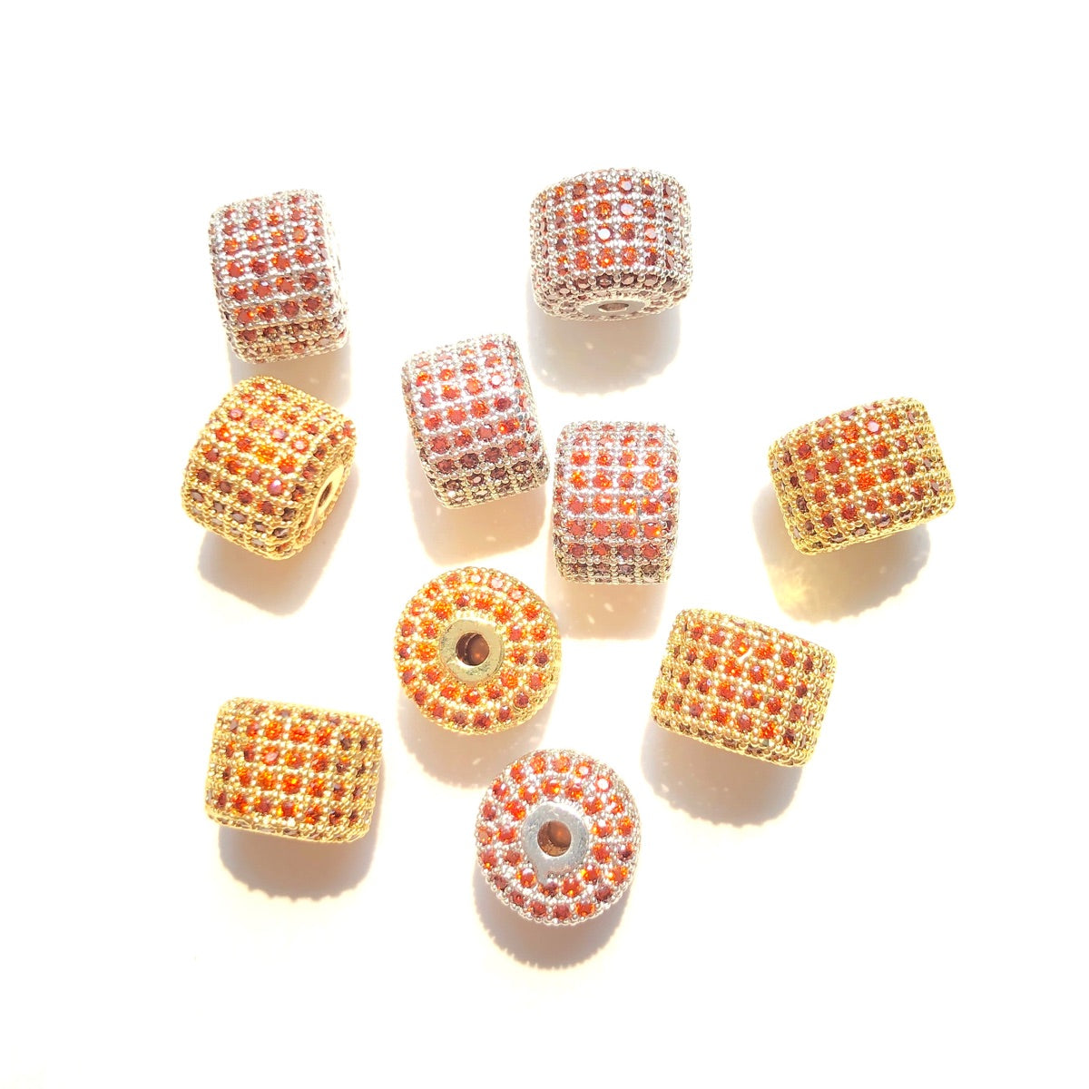 10-20pcs/lot 9.6*7.4mm Colorful CZ Paved Wheel Spacers