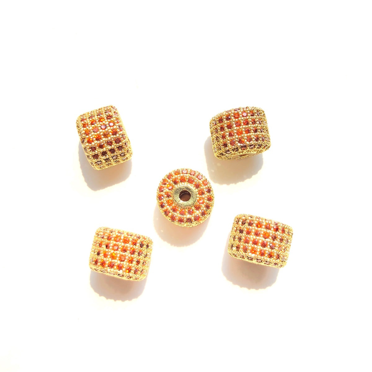 10-20pcs/lot 9.6*7.4mm Colorful CZ Paved Wheel Spacers