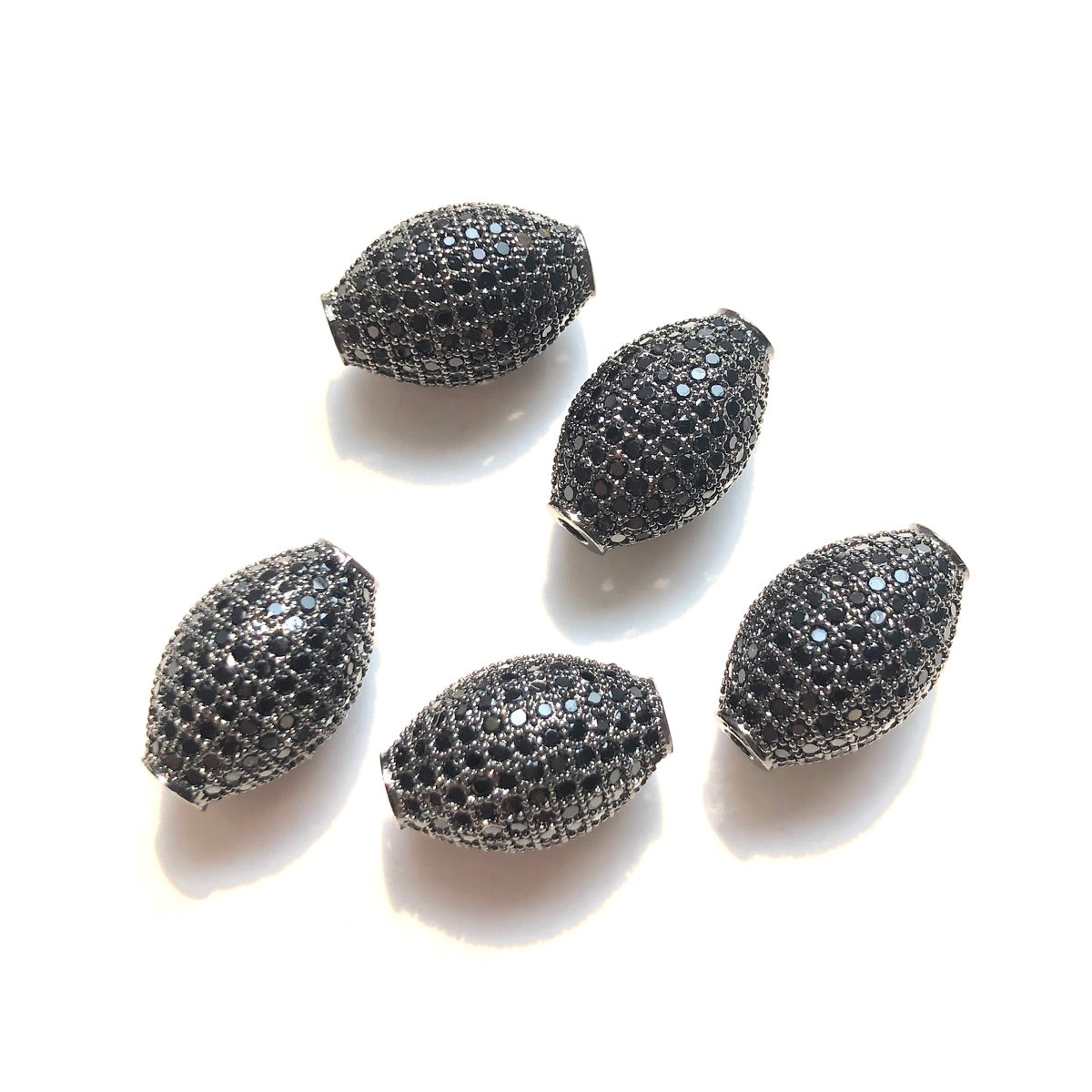 10pcs/lot 14.6*9.5mm CZ Paved Olive Spacer Beads
