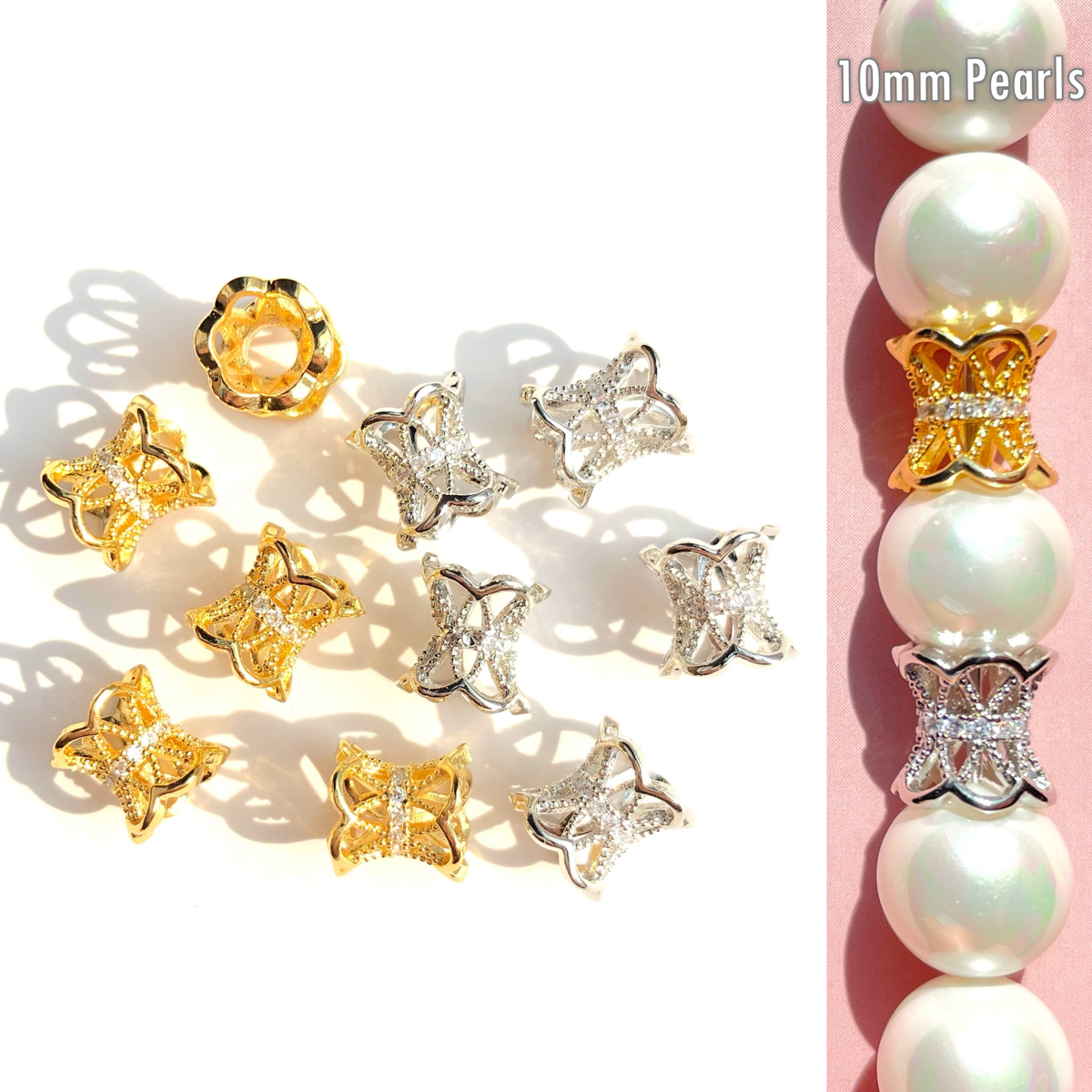 10-20-50pcs/lot 8.4*8mm CZ Paved Hollow Hourglass Spacers CZ Paved Spacers Hourglass Beads New Spacers Arrivals Wholesale Charms Beads Beyond