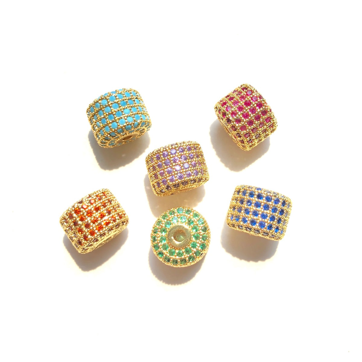 10-20pcs/lot 9.6*7.4mm Colorful CZ Paved Wheel Spacers