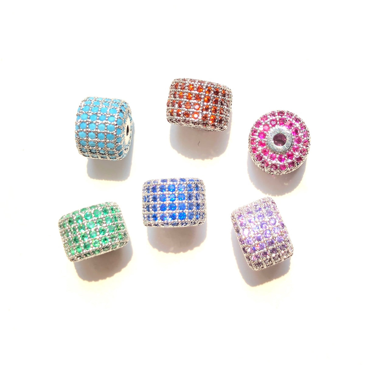 10-20pcs/lot 9.6*7.4mm Colorful CZ Paved Wheel Spacers