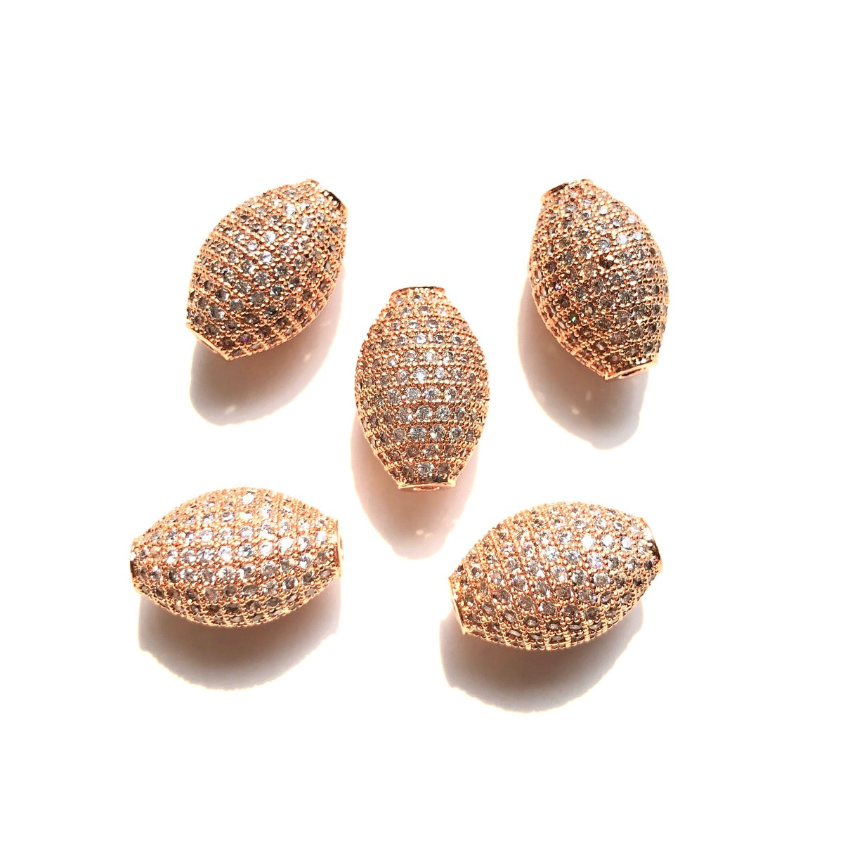 10pcs/lot 14.6*9.5mm CZ Paved Olive Spacer Beads