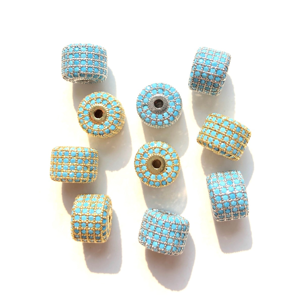 10-20pcs/lot 9.6*7.4mm Colorful CZ Paved Wheel Spacers