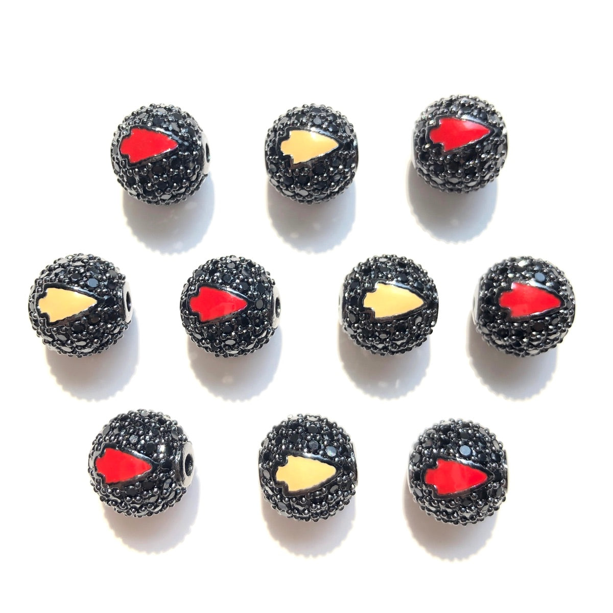 10-20pcs/lot 10mm CZ Paved Arrow Head Kansas City Chiefs Football Spacers Beads Black on Black CZ Paved Spacers 10mm Beads American Football Sports Ball Beads New Spacers Arrivals Charms Beads Beyond
