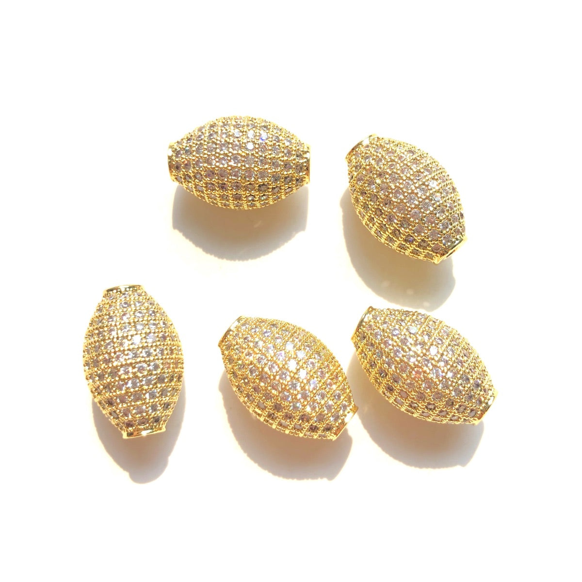10pcs/lot 14.6*9.5mm CZ Paved Olive Spacer Beads