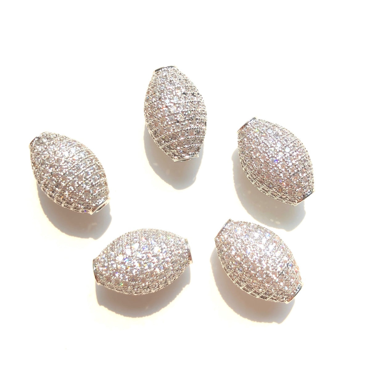 10pcs/lot 14.6*9.5mm CZ Paved Olive Spacer Beads