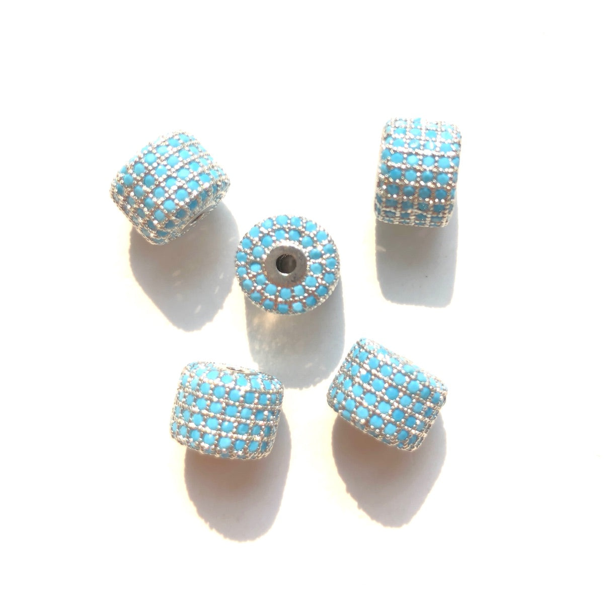 10-20pcs/lot 9.6*7.4mm Colorful CZ Paved Wheel Spacers