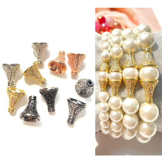 20pcs/lot 7/9/11/13mm CZ Paved Conical Beads Caps Tassel Caps Spacers CZ Paved Spacers Beads Caps New Spacers Arrivals Charms Beads Beyond