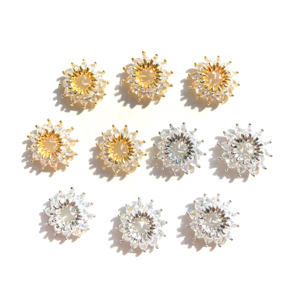 10-20-50pcs/lot 12mm CZ Paved Flower Beads Caps Spacers Mix Colors CZ Paved Spacers Beads Caps New Spacers Arrivals Wholesale Charms Beads Beyond