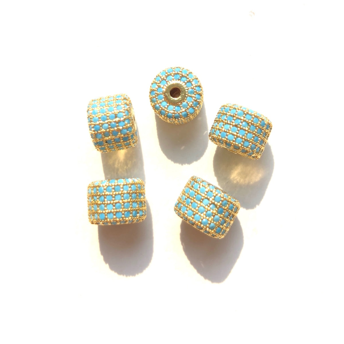 10-20pcs/lot 9.6*7.4mm Colorful CZ Paved Wheel Spacers