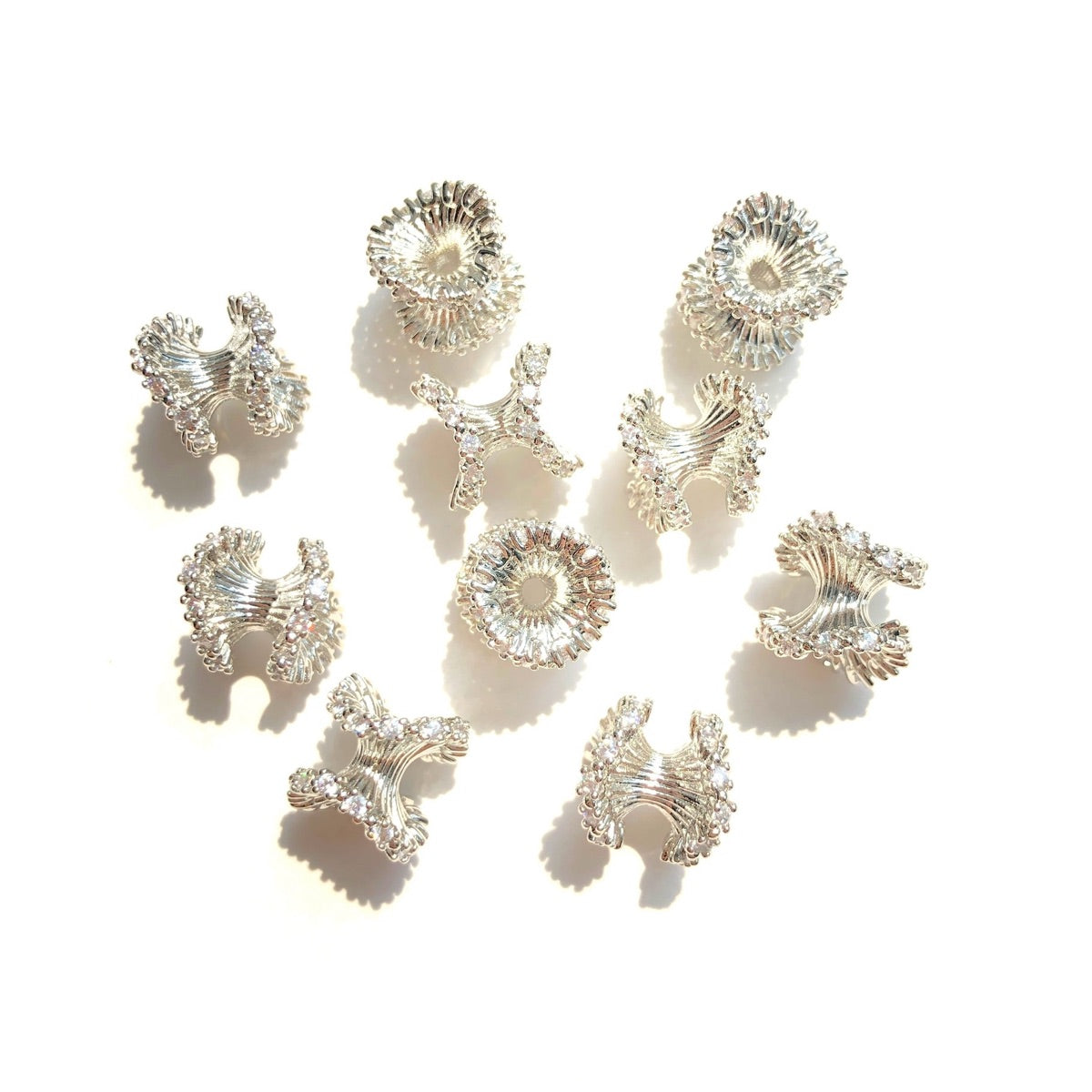 10-20-50pcs/lot 10*10mm, 12*13mm CZ Paved Hour Glass Spacers