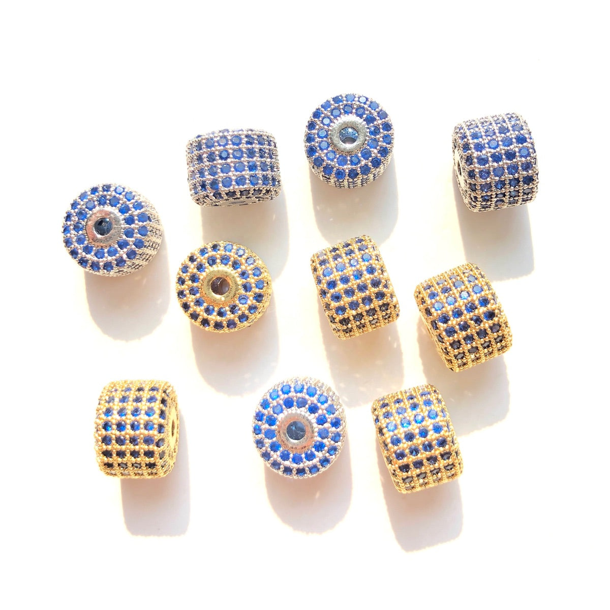 10-20pcs/lot 9.6*7.4mm Colorful CZ Paved Wheel Spacers