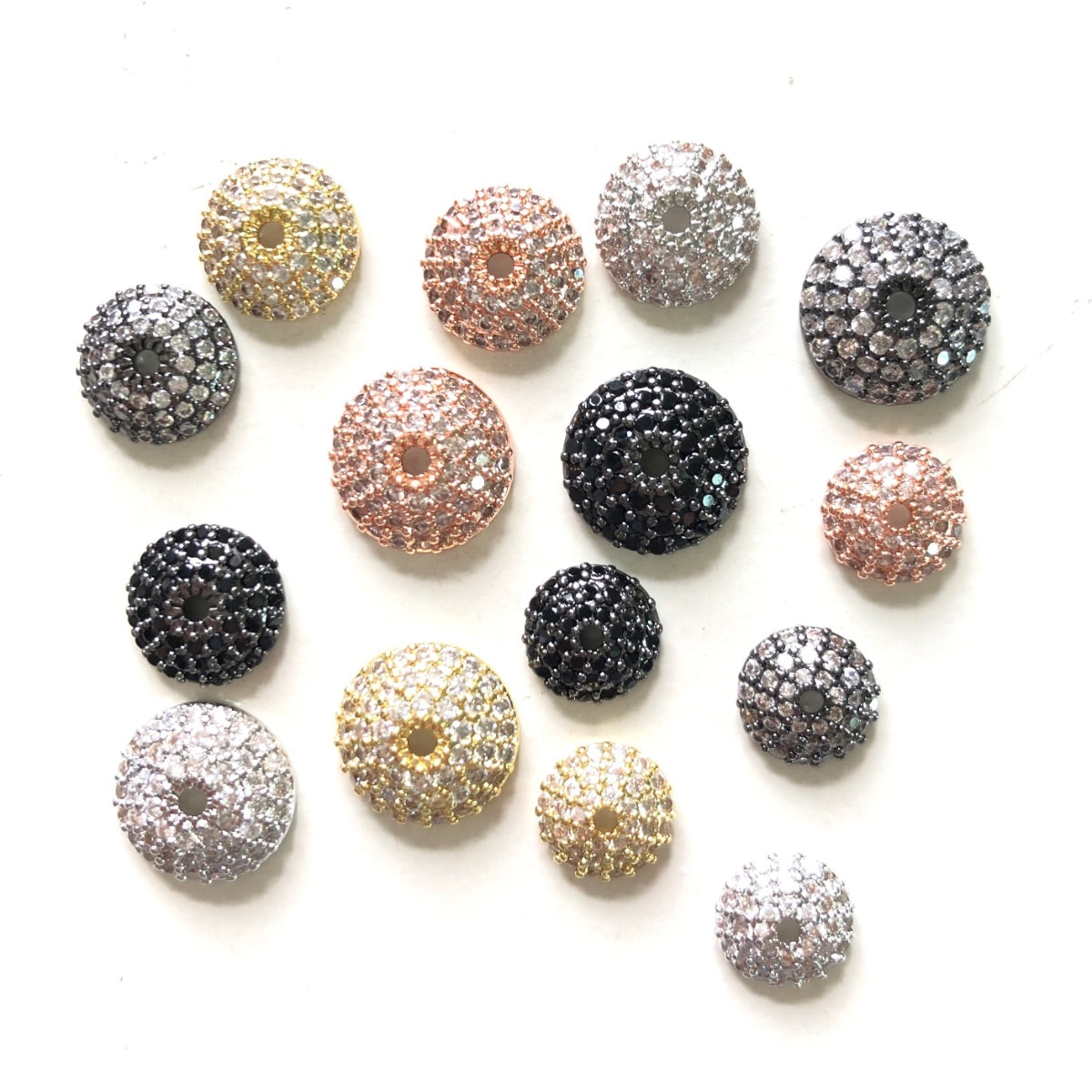 20pcs/lot 8/10/11mm Half Round CZ Paved Beads Caps Spacers CZ Paved Spacers Beads Caps New Spacers Arrivals Charms Beads Beyond