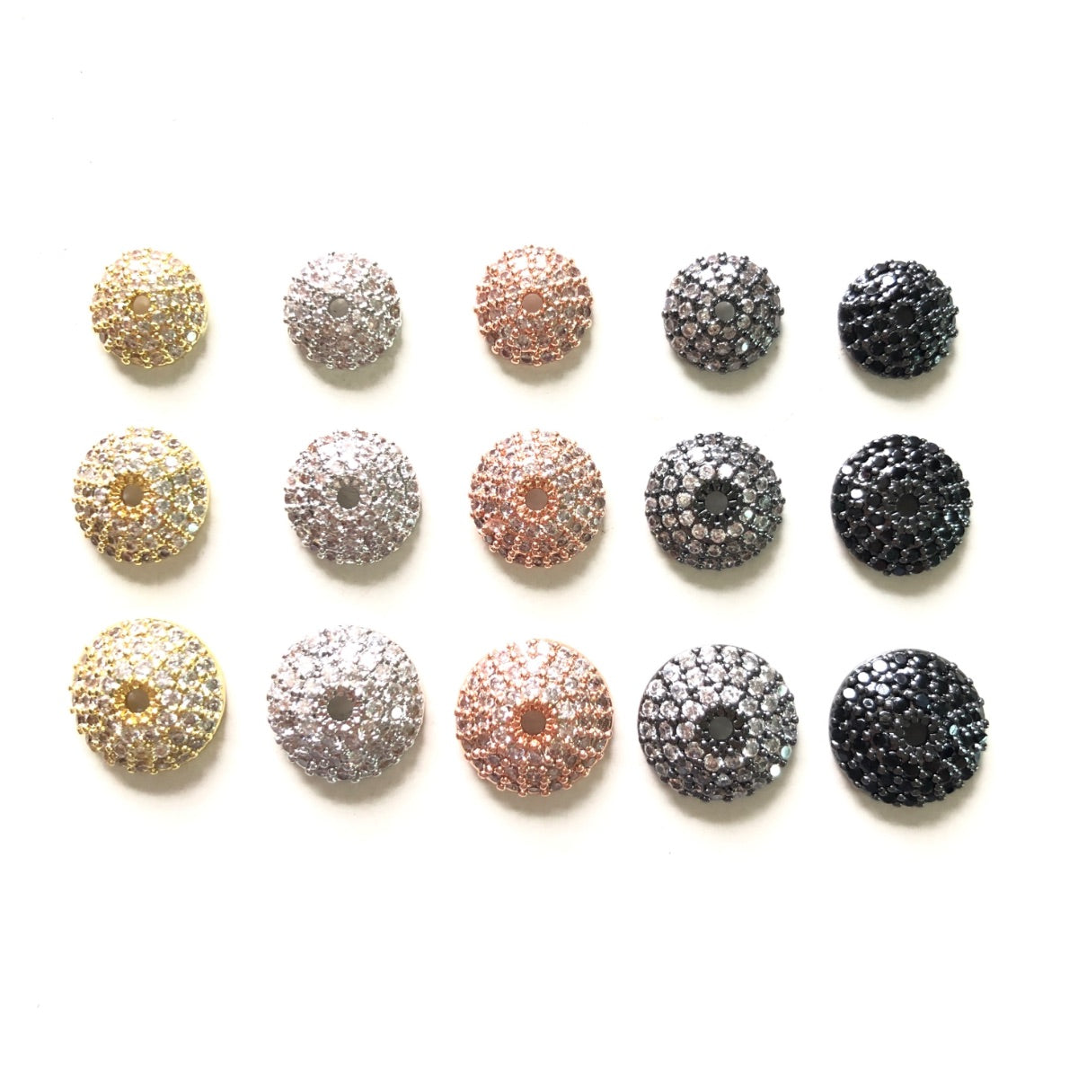 20pcs/lot 8/10/11mm Half Round CZ Paved Beads Caps Spacers CZ Paved Spacers Beads Caps New Spacers Arrivals Charms Beads Beyond