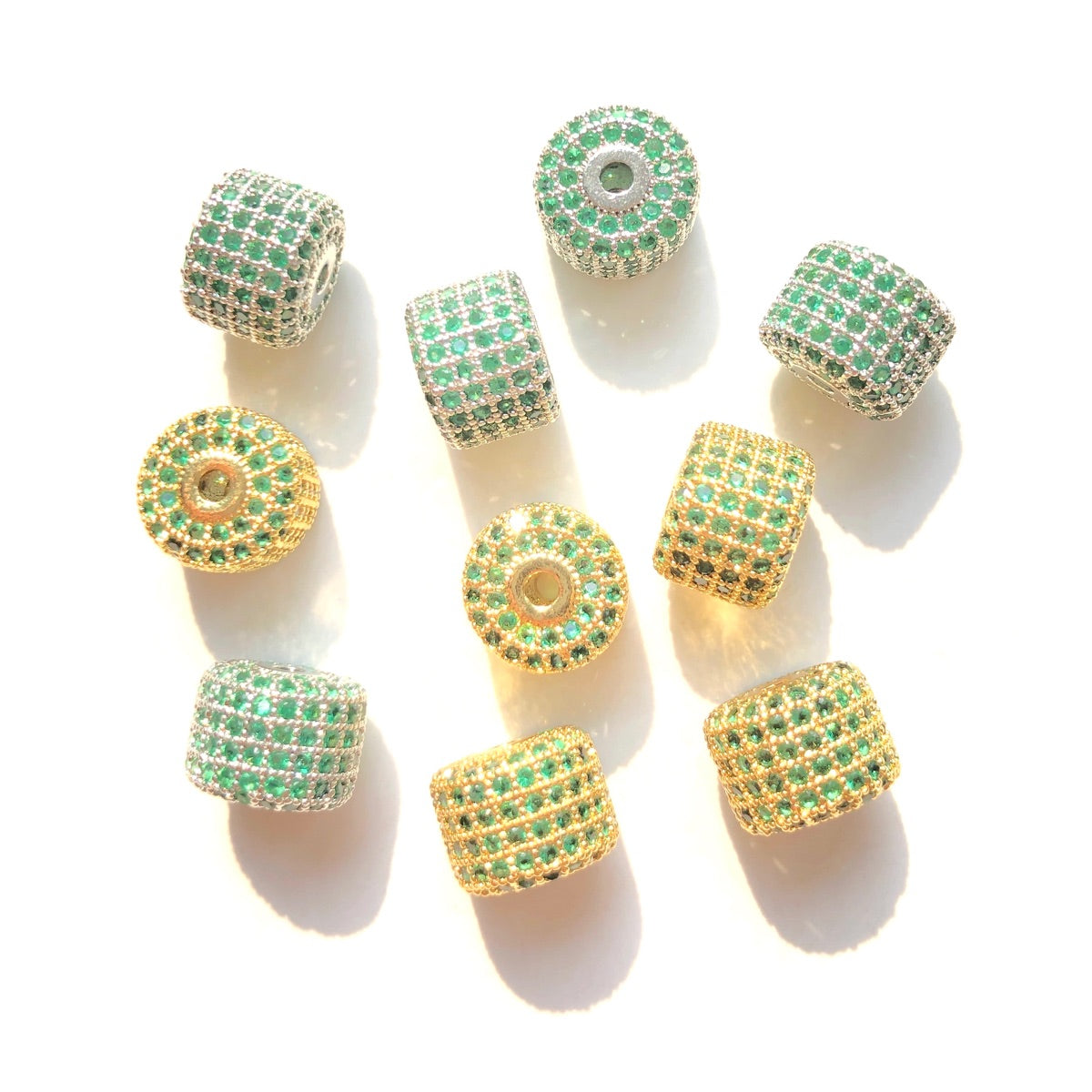 10-20pcs/lot 9.6*7.4mm Colorful CZ Paved Wheel Spacers