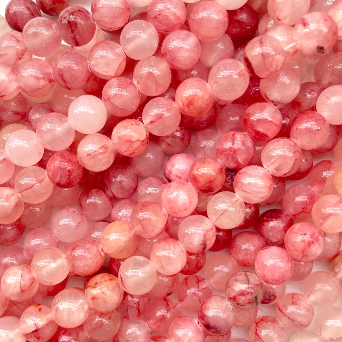 White Persian Jade Pink Natural Gemstone Beads Pink White Beads For  Bracelets