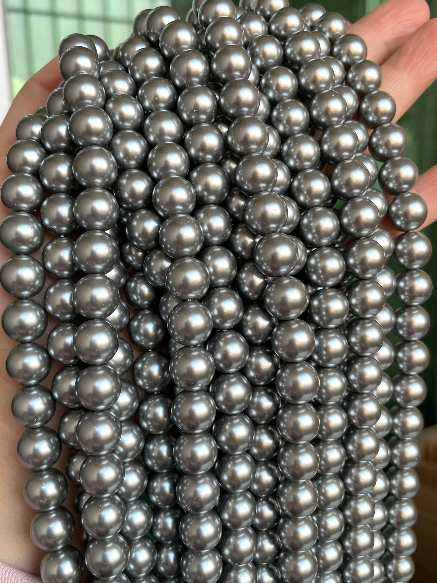2 Strands/lot 10mm Dark Silver Round Pearls Pearls Charms Beads Beyond
