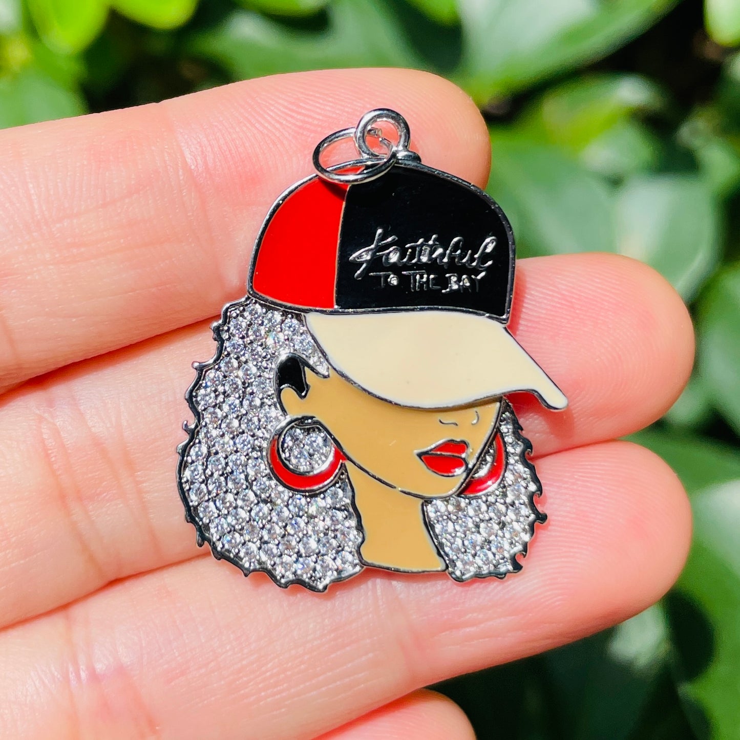 10pcs/lot CZ Paved Faithful to The Bay San Francisco 49ERs Afro Black Girl Charms CZ Paved Charms Afro Girl/Queen Charms American Football Sports New Charms Arrivals Charms Beads Beyond