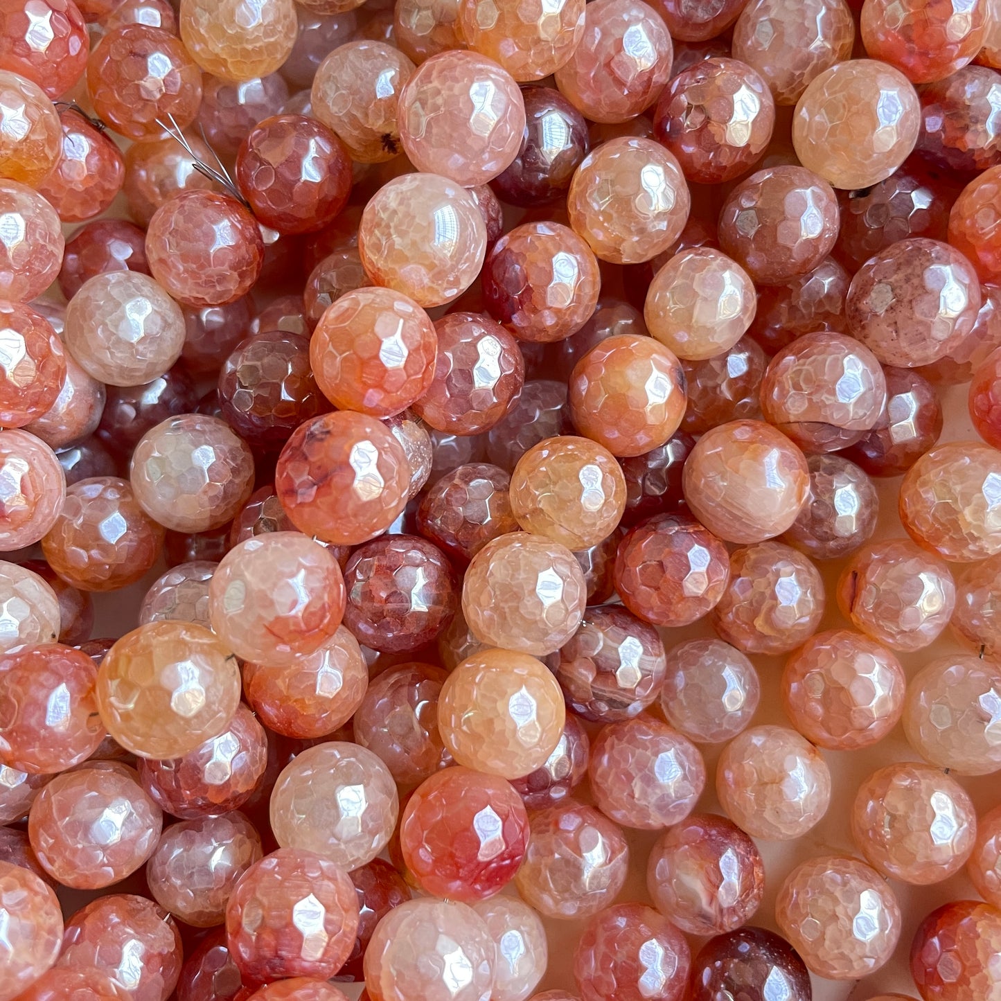 2 Strands/lot 10mm Electroplated Light Orange Agate Faceted Stone Beads Electroplated Beads Electroplated Faceted Agate Beads New Beads Arrivals Charms Beads Beyond