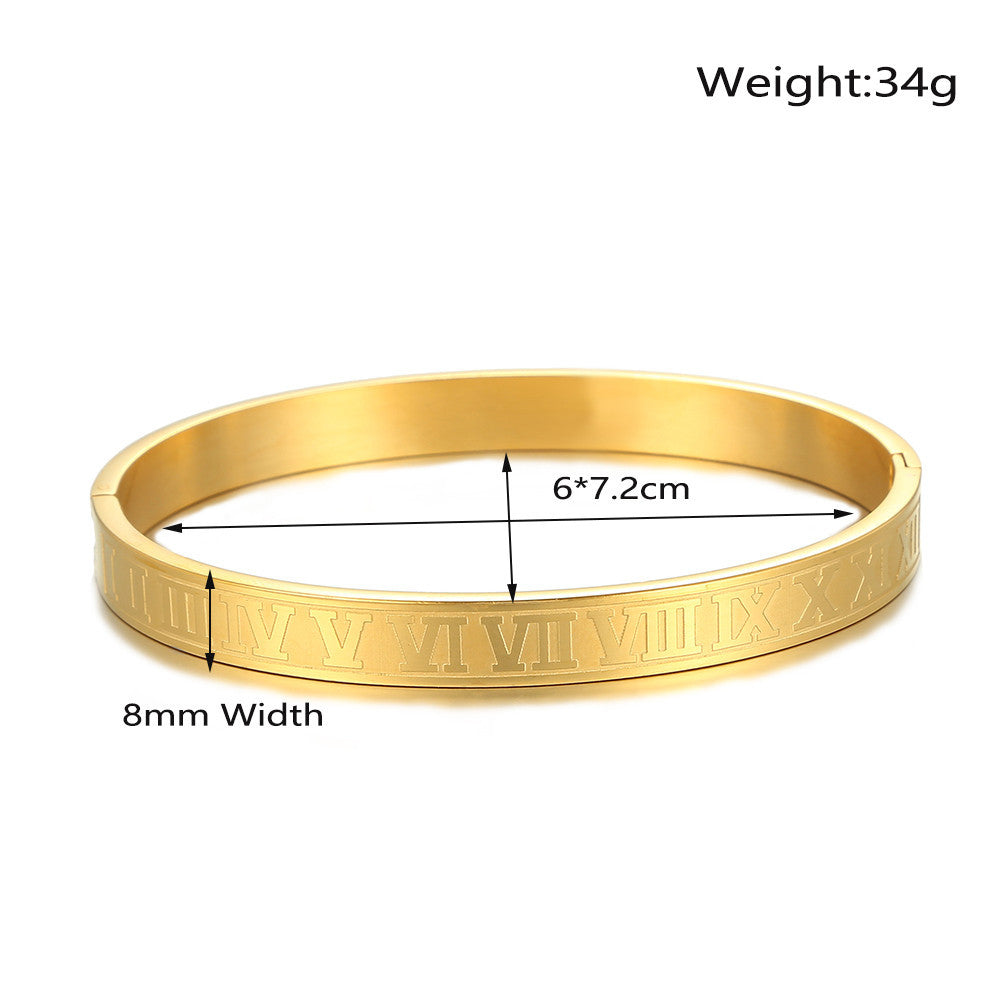 5pcs/lot Roman Numeral Stainless Steel Bangle for Men & Women Men Bracelets On Sale Charms Beads Beyond