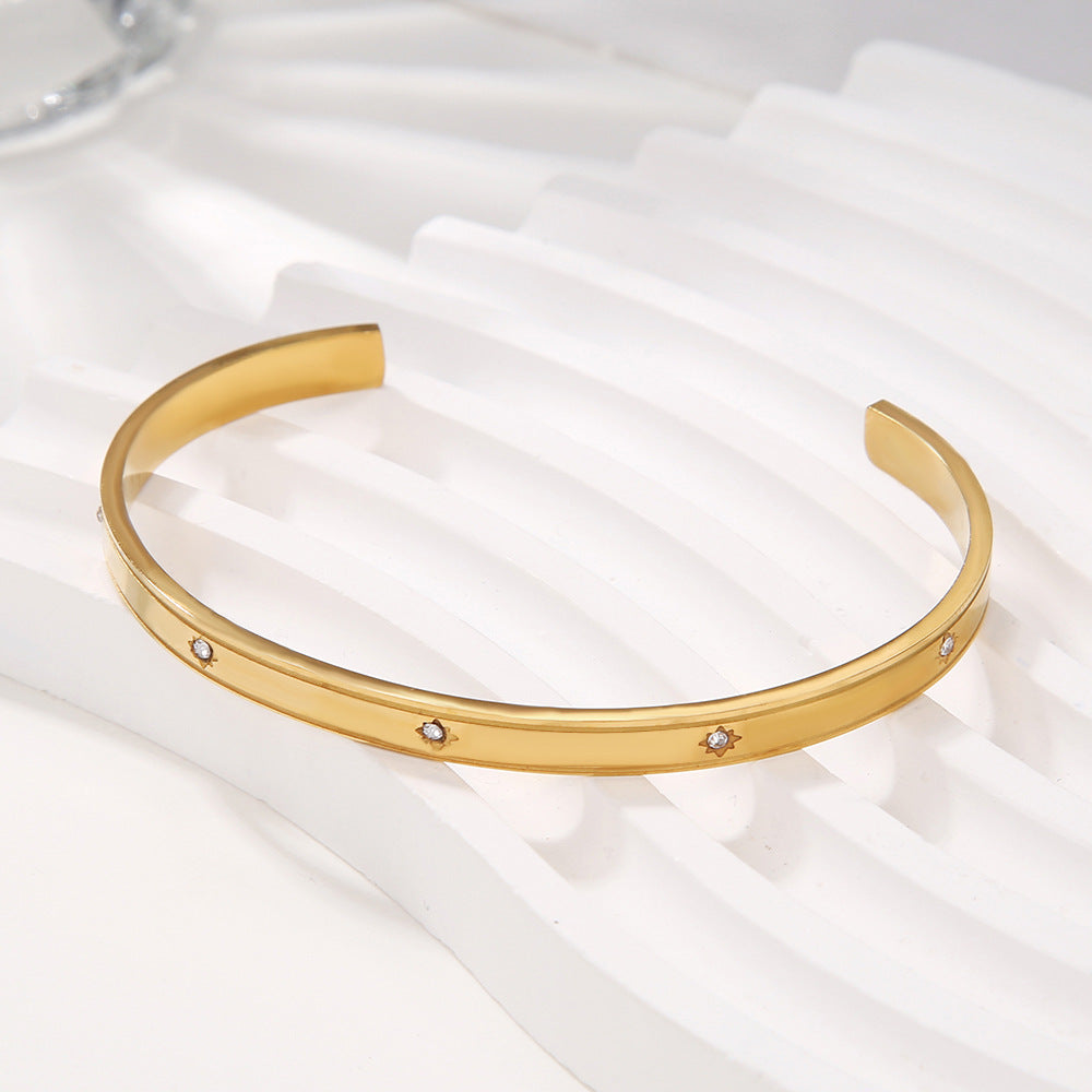 5pcs/lot Star Stainless Steel Open Bangle for Women Women Bangles Charms Beads Beyond