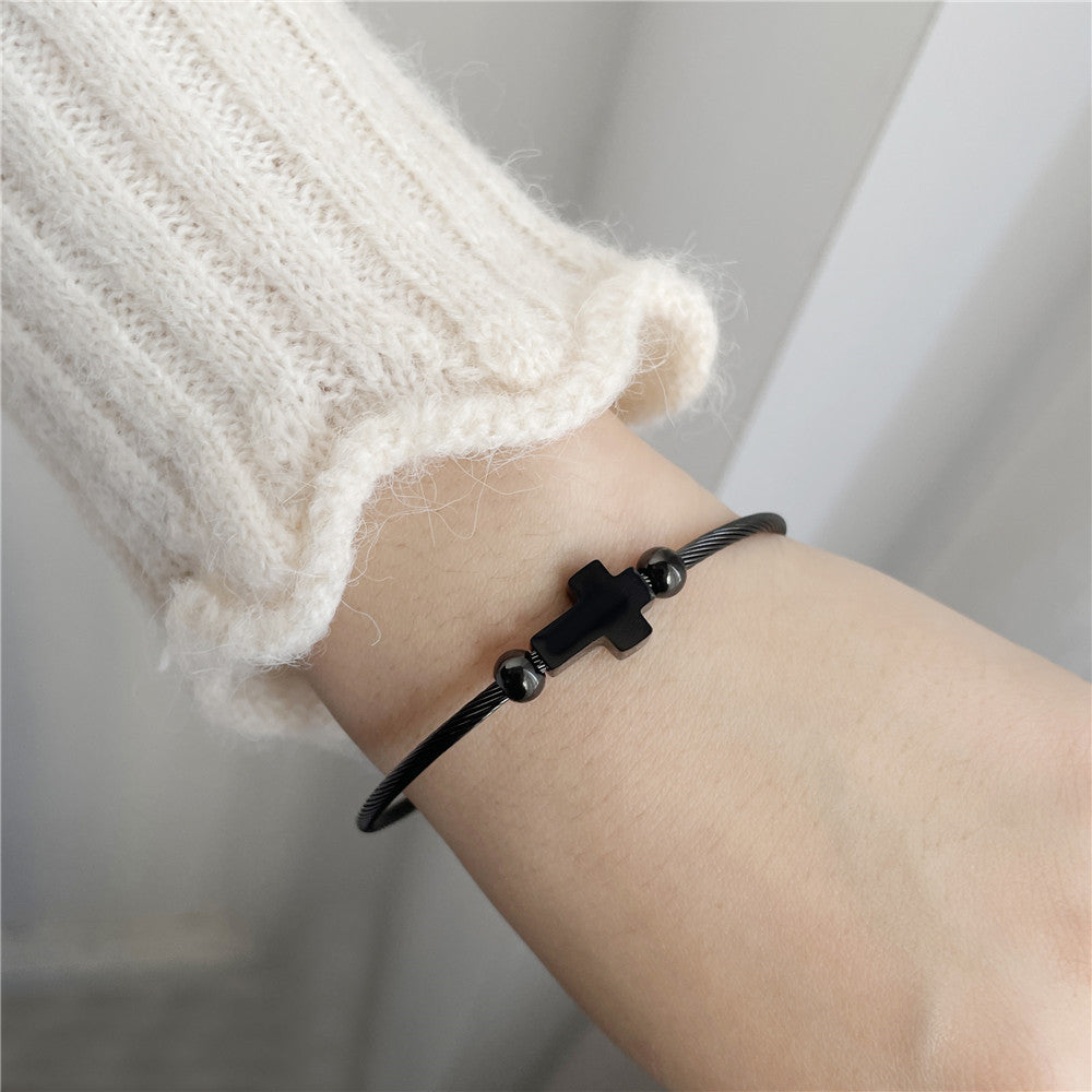 5pcs/lot Cross Stainless Steel Open Bangle for Women & Men Women & Men Bracelets Charms Beads Beyond