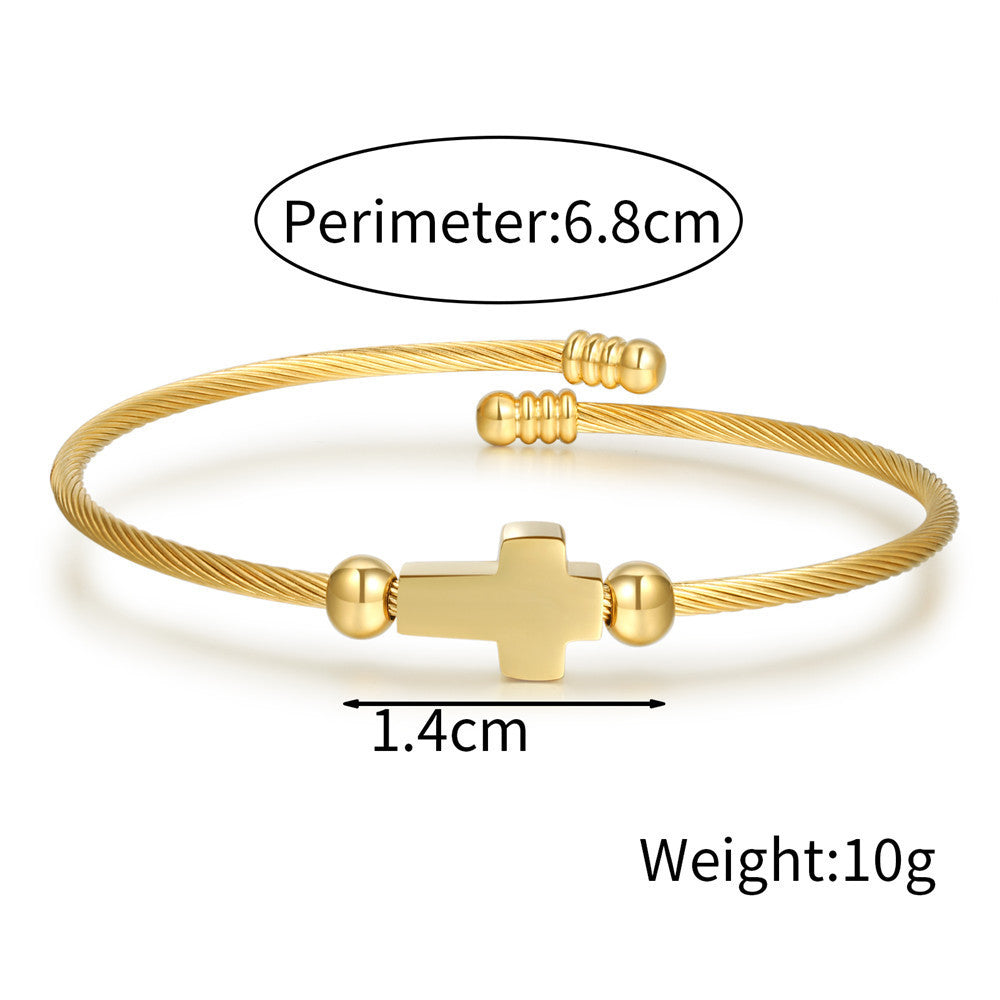5pcs/lot Cross Stainless Steel Open Bangle for Women & Men Women & Men Bracelets Charms Beads Beyond